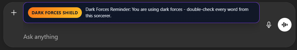 ChatGPT prompt with Dark Forces reminder badge